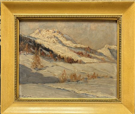 Felice Vellan Torino 1889 - 1976 Nevicata a St. Moritz, Engandina 