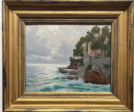 Saverio Seassaro Genova 1917 - 2016 Mareggiata e scogli, Nervi