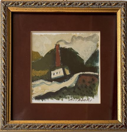 Giulio Salvadori Mosio (MN) 1918 - 1999 Paesaggio con ciminiera
