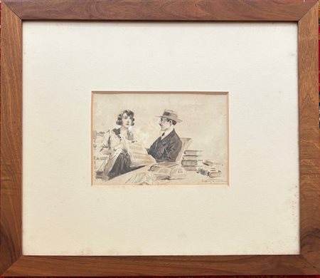 Aurelio Craffonara Gallarate 1875 - 1945 Genova La lettura 