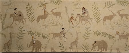 Orly Cogan, 1971, ricamo su tela 2002, cm 137 x 55: firma e titolo “Zoo Frolic"
