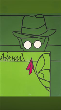 Valerio Adami, 1935, serigrafia a colori su cartoncino 1973, cm 117 x 160:...