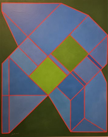 Achille Perilli, 1927-2021, tecnica mista su tela 2009, cm 81 x 100: firma...