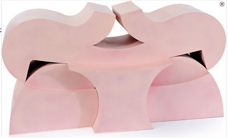 Pietro Consagra,1920-2005, scultura in ferro smaltato rosa 1972/1997, cm 42 x...