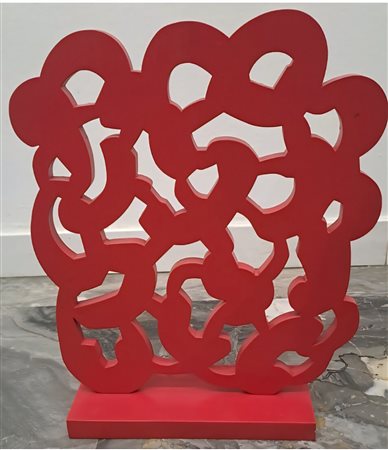 Pietro Consagra,1920-2005, scultura in ferro dipinto rosso 1995, cm 29,9 x...
