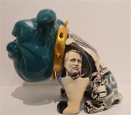 Cristophe Comerro, 1969, scultura in resina smaltata 2023, cm 50 x 40 x 35:...