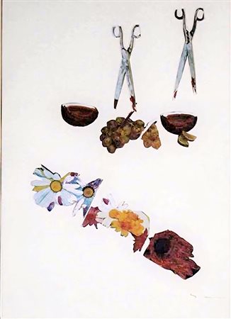 Mario Schifano, 1934-1998, serigrafia/collage, cm 50 x 70: firmata e numerata...