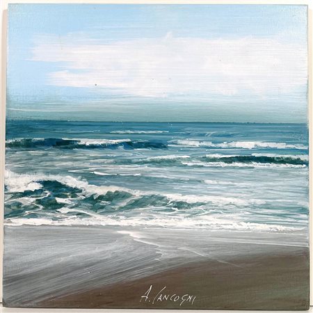 Cancogni Agostino, 1950, olio su tela, cm 30 x 30: Titolo “ Versilia “,...