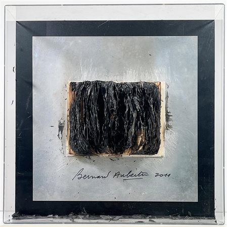 Aubertin Bernard, 1934-2015, libro bruciato su lastra di alluminio 2011, cm...