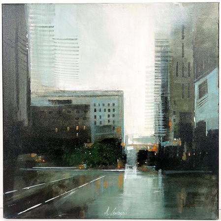 Cancogni Agostino, 1950, olio su tela, cm 50 x 50: