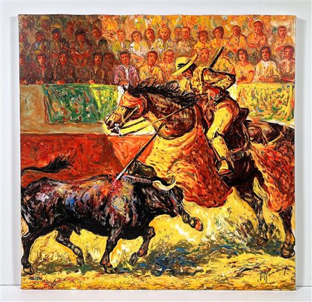 Gianfrancesco Gonzaga, 1921-2007, serigrafia su tela, cm 50 x 70: Esemplare...