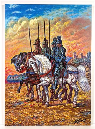 Gianfrancesco Gonzaga, 1921-2007, serigrafia su tela, cm 50 x 70: Esemplare...