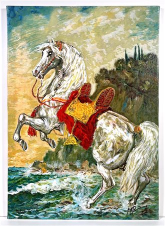 Gianfrancesco Gonzaga, 1921-2007, serigrafia su tela, cm 50 x 70: Esemplare...