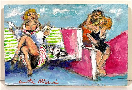 Walter Piacesi, 1929-2022, olio su tavola 2019, cm 18 x 24: Autentica /...