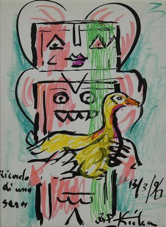 Ibrahim Kodra (1918 - 2006) RICORDO DI UNA SERA, 1996 tecnica mista su...