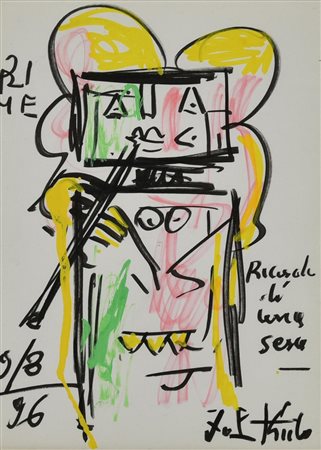 Ibrahim Kodra (1918 - 2006) RICORDO DI UNA SERA, 1996 tecnica mista su...