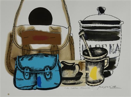 Concetto Pozzati (1935 - 2017) A CASA MIA, 2008 tecnica mista su cartoncino,...