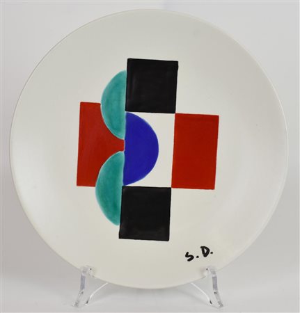 Sonia Delaunay (1885 - 1979) PIATTO, 1968 ceramica smaltata, diam. cm 24x3...