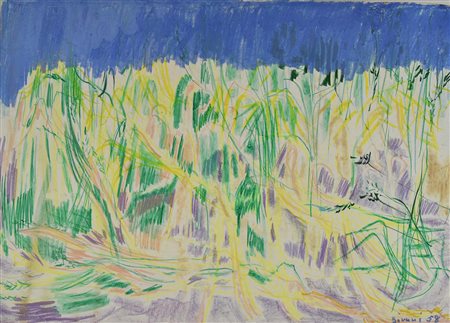 Piero Giunni (1912 - 2000) GRANO VERDE, 1958 pastello su...