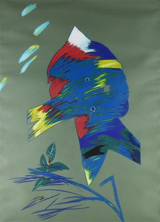 Gianni Dova (1925 - 1991) SENZA TITOLO pastelli su carta, cm 100x70 firma sul...