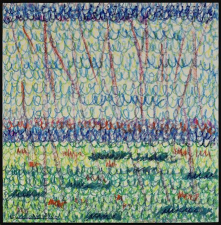 Simona Weller (1940) RUGIADA NELL'ERBA, 2003 pastelli ad olio su tela, cm...