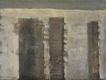 Sandro Luporini (1930) SENZA TITOLO, 1957 olio su tela, cm 34x44,5 firma e...