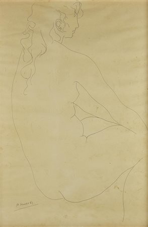 Augusto Murer (1922 - 1985) NUDO DI DONNA, 1962 china su carta, cm 70x50...