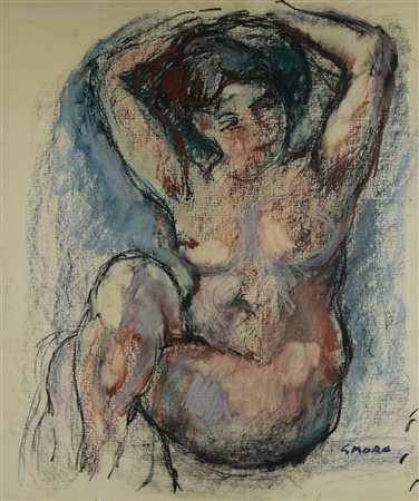 Gino Moro (1901 - 1977) NUDO DI DONNA tecnica mista cartoncino, cm 60x50 firma