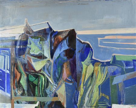 Tano Santoro (1940) PAESAGGIO, 1971 olio su tela, cm 80x100 firma e data sul...