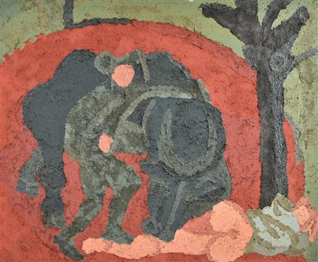 Alessandro Nastasio (1934) CORRIDA olio su tela, cm 50x60 firma sul retro:...