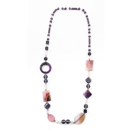 COLLANA con ametiste e cristallo di rocca