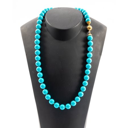 COLLANA con sfere in turchese sintetico con susta in oro 18 KT
