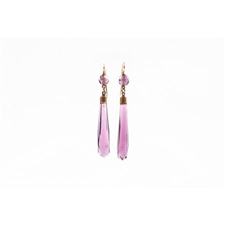 ORECCHINI pendenti in oro giallo 9 KT e ametiste