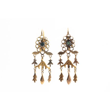 ORECCHINI in oro giallo 9 KT lavorato e smeraldi