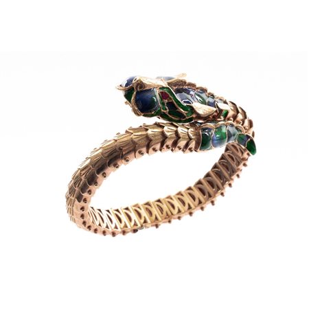 BRACCIALE in oro giallo 9 KT con smalti e rubini