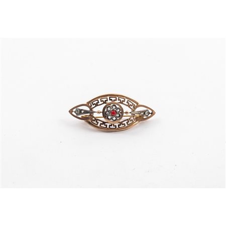 SPILLA borbonica in oro giallo 9 KT e argento con zaffiri