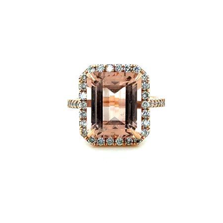 ANELLO IN ORO ROSA 14K 5,15G CON MORGANITE E DIAMANTI - E485