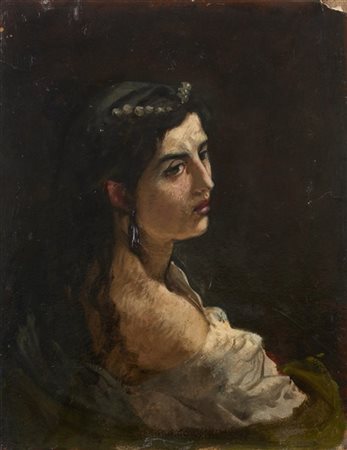 Mosè Bianchi "Ritratto di giovane donna" 
olio su carta applicata a tela (cm 35x