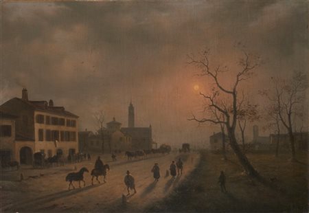 Costantino Prinetti "Mattino di nebbia a Melegnano" 
olio su tela (cm 64x92)
fir