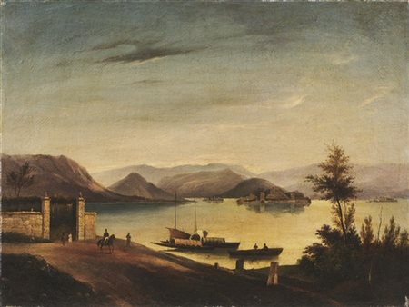 Costantino Prinetti "Stresa da Villa Castelli" 
olio su carta applicata a tela (