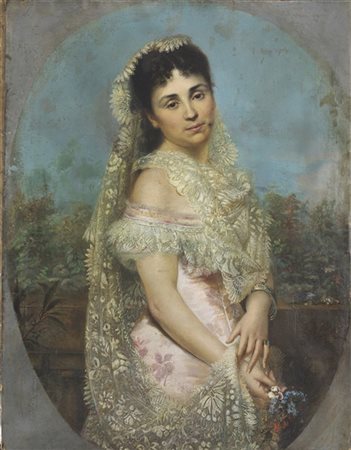 Ernesto Fontana "Ritratto di nobildonna" 
olio su tela (cm 100x75)
firmato a des