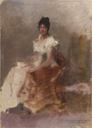 Mosè Bianchi "Studio per il ritratto di Giulia Lucini Colombani" 
olio su tela (