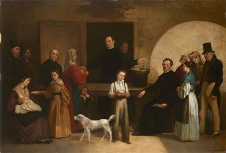 Angelo Inganni (Attribuito)

"La distribuzione della minestra ai poveri" 
olio s