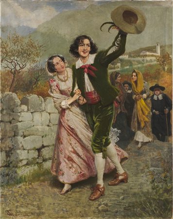 Giacomo Mantegazza "Promessi Sposi" 
olio su tela (cm 125x100)
firmato in basso