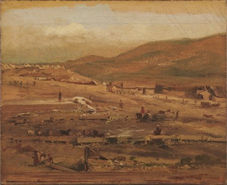 Gerolamo Induno "Episodio della Campagna di Crimea" 
olio su carta applicata a t