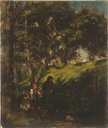 Francesco Filippini "La passeggiata nel bosco" 
olio su tela (cm 69,5x58)
firmat