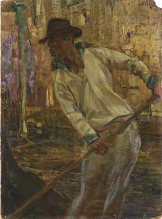 Alessandro Milesi "Prima idea per "Sposalizio a Venezia"" 
olio su cartone (cm 5