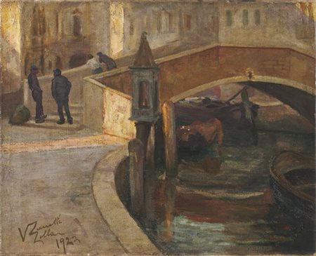 Vittore Zanetti Zilla "Scorcio veneziano" 1922
olio su tela (cm 54x66)
firmato e