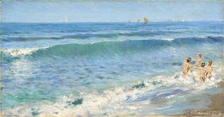 Alceste Campriani "Impressione - Portici" 1886
olio su tela (cm 24,5x46)
firmato