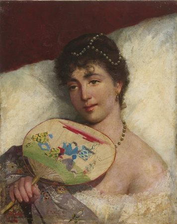 Edoardo Dalbono "Il ventaglio giapponese" 1897
olio su tela (cm 56x45)
firmato e